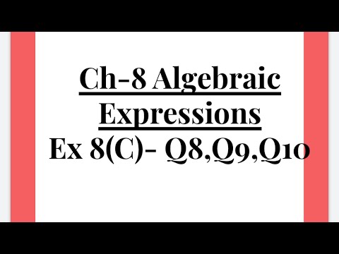 Ch-8 Algebraic Expressions|RS Aggarwal|Ex 8(C)|Q8, Q9, Q10