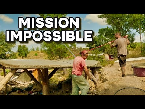 Installing a Burlap-Crete Roof for our Off Grid Outdoor Kitchen Build #alternativebuild