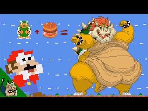 😱🍔 Mario vs Super Sized Fat Bowser MAZE (Mario Cartoon Animation)