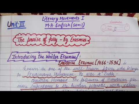 The Praise of Folly by Erasmus | Literary Movements 1 | M.A. English Semester 1 #englishliterature