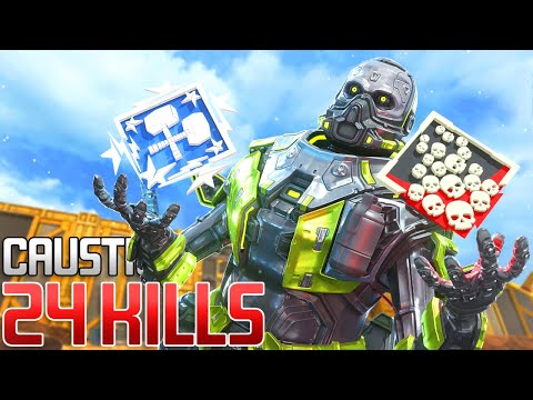 AMAZING Caustic 24 KILLS and 5,800 Damage Apex Legends Gameplay