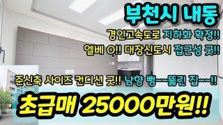 [부천빌라매매] NO.462 부천시 내동 준신축 대형평수 엘베 남향 뻥뚫린 집 부천IC 초등학교 인접 방 거실 사이즈 괜찮고 주변 경인고속도로 지하화 호재 급매 [내동빌라]