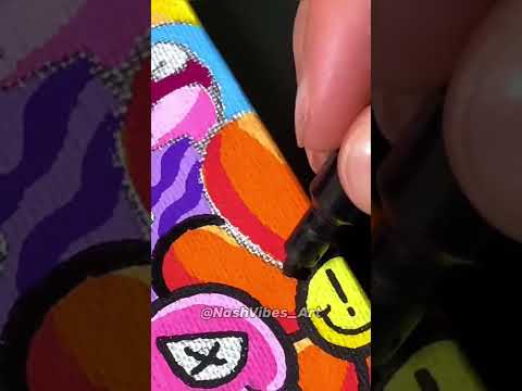 Drawing a Doodle with Posca Markers! Mini Canvas! (#shorts)