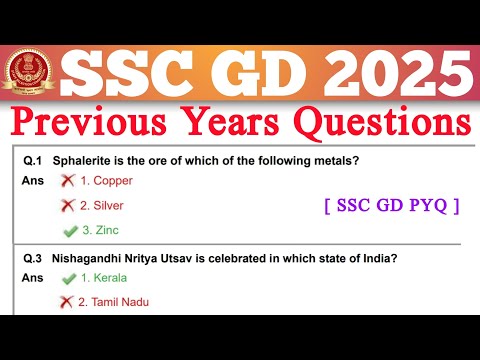 SSC GD 2025 | GD Previous Years Questions | SSC GD Previous Years Questions Paper 2025 | SSC GD