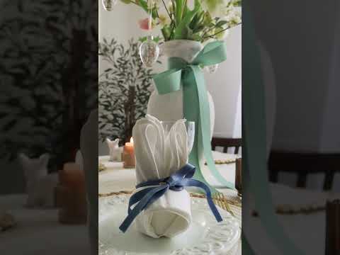 HOW TO FOLD BUNNY NAPKINS-5 Easter Napkin Folding Tutorials-Simple Neutral Tones