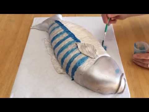 How to Make a Fish Shaped Cake Part 3: Painting the Cake