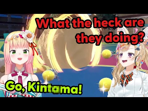 Polka and Nene battle with their "golden balls"【Hololive】