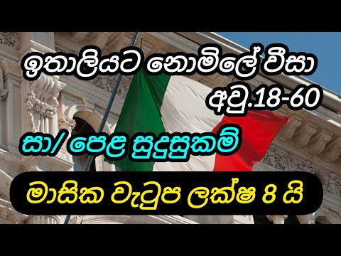 ඉතාලියට නොමිලේ වීසා. සා/ පෙළ සුදුසුකම්. අවු.18-60 driving foreign job vacancies in italy free visa