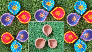 3 Very Easy Simple Beautiful Diya painting/diwali Diya decoration/karthigai deepam/diy ideas/diya