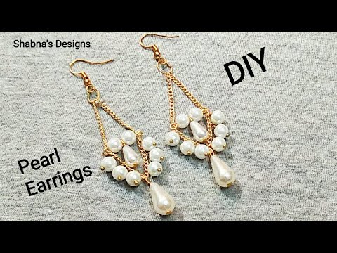 PEARL EARRINGS || HOW TO MAKE AT HOME || JEWELLERY MAKING TUTORIAL || SHABNA'S DESIGNS