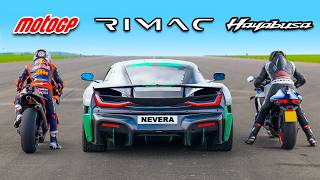 MotoGP Bike v Rimac Nevera v Turbo Hayabusa: DRAG RACE