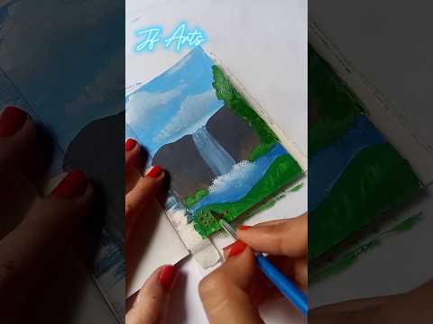 Nature scenery painting🏞️It’s not good😣 #shorts #shortvideo #art #painting #tutorial #easy #like💖