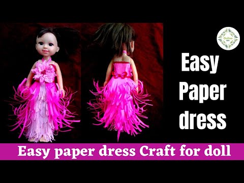 Easy paper dress   #diy #onlineart #papercraft #kidscraft #origami #craft #doll #dolldress #barbie