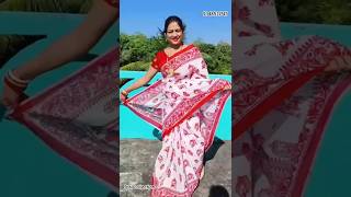 #manabasagurubara #manabasasaree #whitered #purecotton #cottonsarees #saree#odishasaree #instasarees