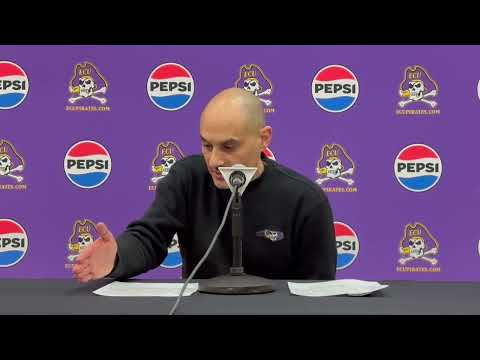 ECU Basketball Coach Mike Schwartz after the Pirates’ home loss to Florida Atlantic