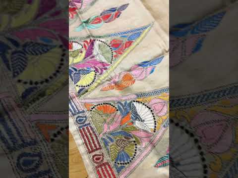 Kantha embroidery on pure gachhi tussar silk… #wholesaleprice #kolkatasaree #sareemanufacturer