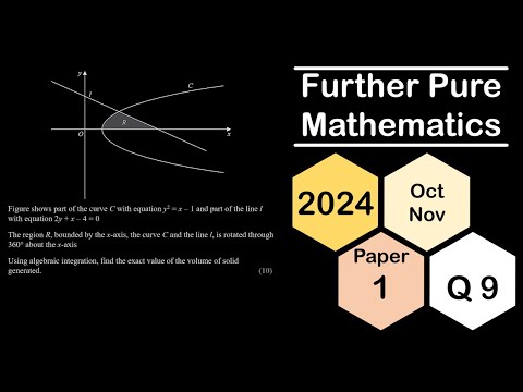 2024 Oct/Nov Paper 1 Q9: Volume of a Solid of Revolution