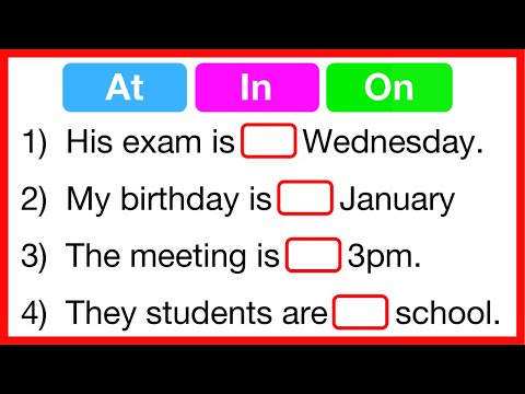 AT, IN, ON 🤔 | Prepositions of place & time | English grammar lesson with quiz | Learn with examples