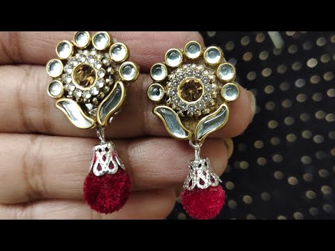 #kundan stone #handmade earrings #making at home