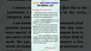 Short Welcome Speech On Annual Day | welcome speech | #shorts #viralshort #viralvideo