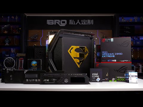 「BRO」4K Water Cooled PC Build ROG Hyperion GR701 Carbon Fiber Super Man Theme.#pcbuild 创世神碳纤维超人黑金