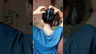 Easiest hair bun hack with hidden clechar #youtubeshorts #hairstyle #bunhack #bunhairstyle #shorts