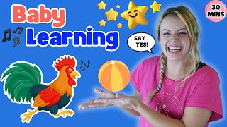 Baby Learning First Words, Signs, Gestures & Nursery Rhymes Toddler Learning Videos + Farm Animals