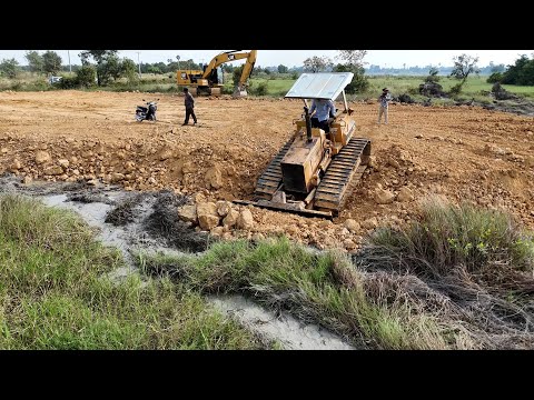 Awesome New Land Filling Process Dozer Skill Pushing Soil Clearing, Big Truck Unload Soil