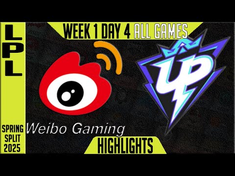 WBG vs UP Highlights ALL GAMES | LPL Split 1 Groups 2025 W1D4 | Weibo Gaming vs Ultra Prime