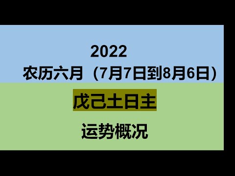 2022年农历6月（7/7-8/6）戊己土日主运势