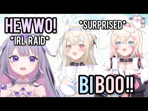 Koseki Bijou just moved to Japan and RAID Fuwamoco’s stream in real life | Hololive