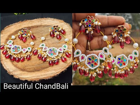 Beautiful Royal Looking ChandBali 🌸 (क्या आप भी अपने घर पर बनाना चाहते हो) #diy #diyearrings #trend