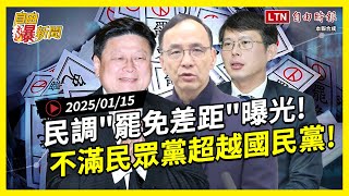 自由爆新聞》民調"罷免差距"曝光！不滿民眾黨超越國民黨！挺賴破5成！(京華城/尹錫悅)