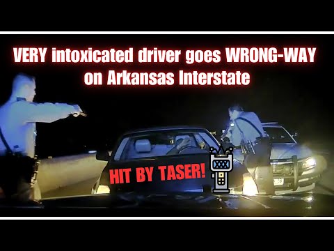 INTOXICATED driver going WRONG-WAY gets PIT & TASER by Arkansas State Police #pursuit #drunk #police