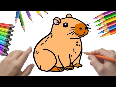 Cómo dibujar un capibara sentado Tutorial paso a paso para principiantes #peketona  #capibara