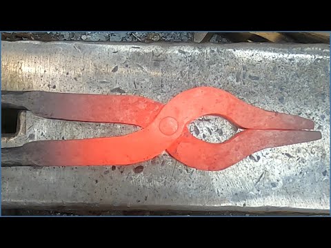 Making blacksmithing tongs.