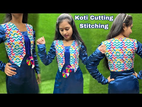 Preeti ki multi Colour Jacket ( Koti ) Cutting and Stitching/ V shape short koti बनाने का सरल तरीका