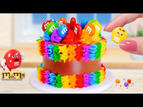 Rainbow Chocolate Cake 🌈 Sweet Miniature Chocolate Cake Decorating With M&M's  | Tiny Cakes