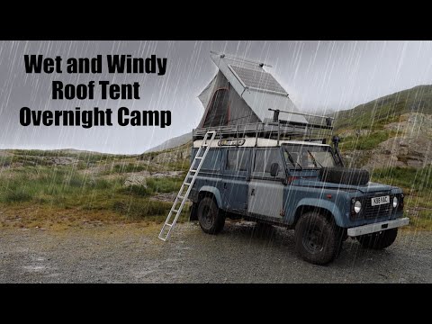 Roof Tent Camp in Heavy Rain and Wind.  North Wales Adventure with Jason Eke.  BBQ in the rain.