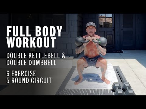 FULL BODY HOME WORKOUT 6 EXERCISE 5 ROUND KETTLEBELL AND DUMBBELL CIRCUIT