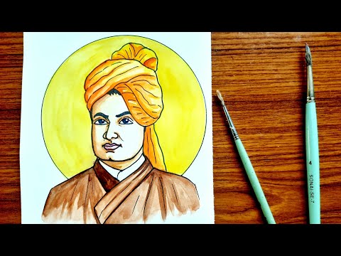 How to draw Swami Vivekananda with watercolour 🎨✍| Swami Vivekananda easy painting