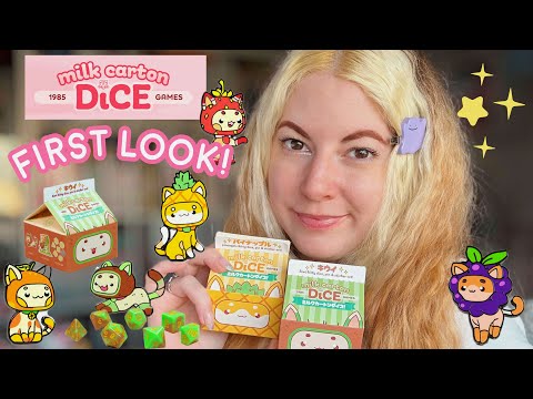 ☆Milk Carton Dice 1985 Games Unboxing! Fruit Meadows Milk Cartons: Kawaii Cat Dice Sets☆