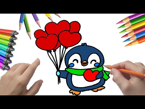 Cómo dibujar un pingüino enamorado: Tutorial paso a paso