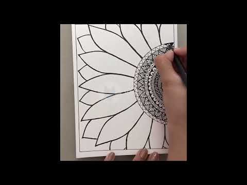 Beautiful Sunflower Mandala Drawing   Mandala Drawing Easy Step by Step, #shorts  #drawing