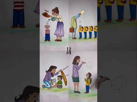 4 in 1 about teacher's love #rifanaartandcraft #shorts #ytshorts #animation