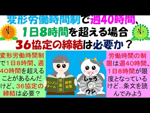 変形労働時間制、週40時間、１日８時間を超える場合に36協定の届出は必要？所定外労働がなければ36協定の締結・届出は不要か？