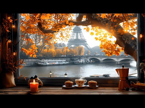 Cozy Warm Autumn Morning Ambience at Coffee Shop ☕️🍂 Relaxing Piano Background Music for Study, Work