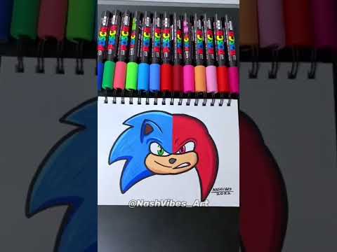 Drawing Sonic The Hedgehog Using Posca Markers! Satisfying Art! (#Shorts)