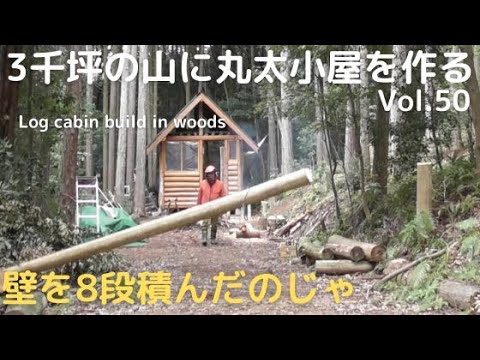 ３千坪の山に丸太小屋を作る Vol.50 壁を8段積んだのじゃ