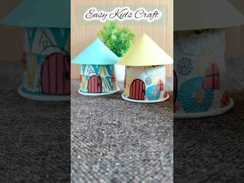 easy kids craft🥳 | Paper cup house | #shorts #ytshorts #papercraft